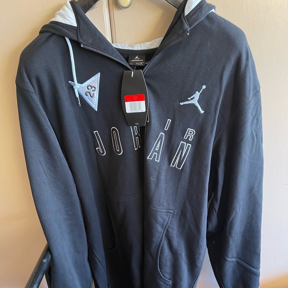 NIKE AIR JORDAN 6 RETRO BLUE/GREY/BLACK HOODY SIZE LARGE MENS